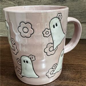Super cute Pink ghost 👻 and Flowers 🌸 Mug - NEW
